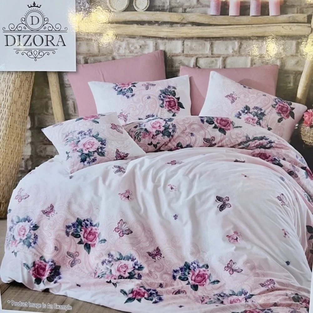 NWT-100% Turkish Cotton-KING Bed-4 Piece Floral Duvet Cover Set-Ranforce Series